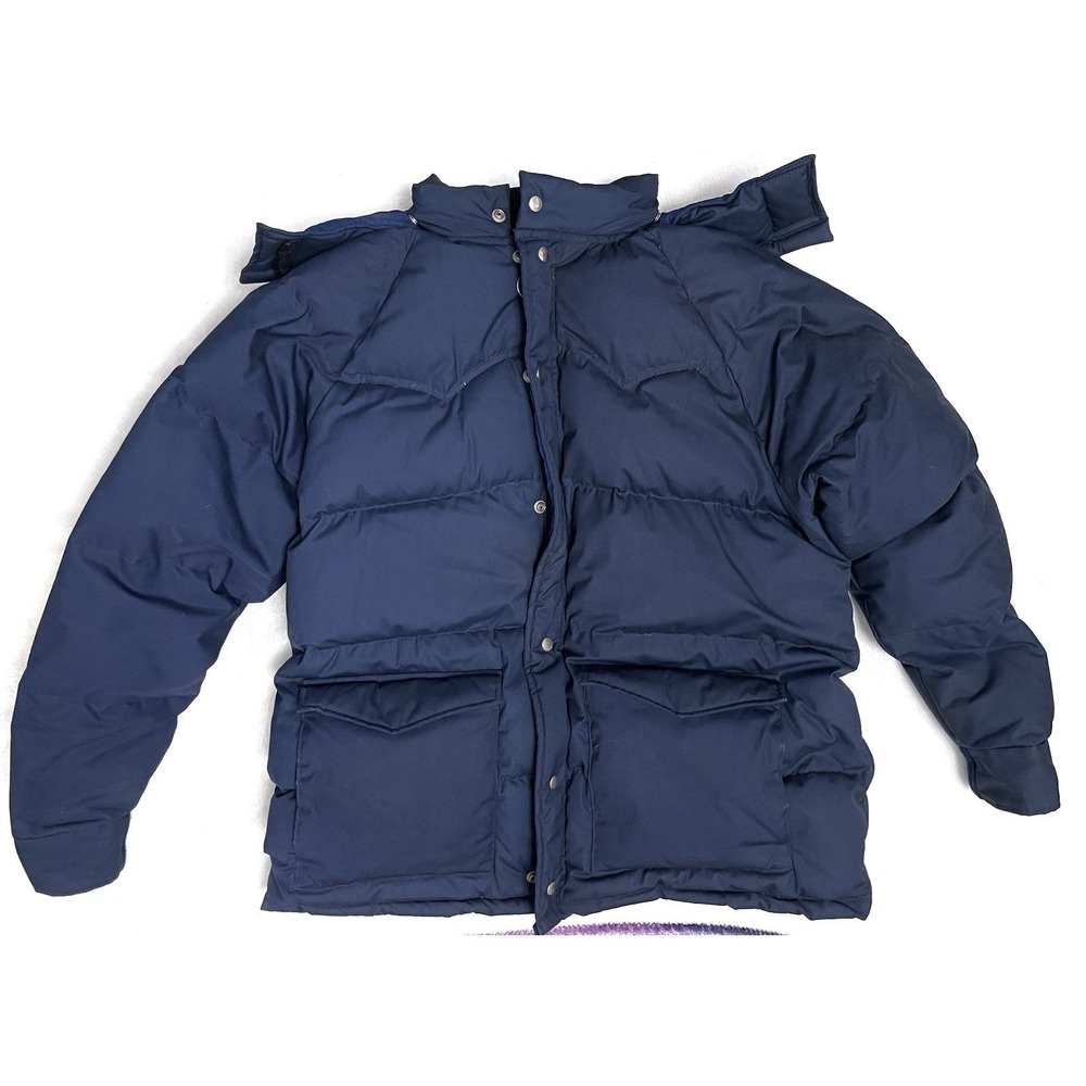 Vintage Miller Outerwear Down Puffer Coat Tan Blue Jacket Men's XLarge